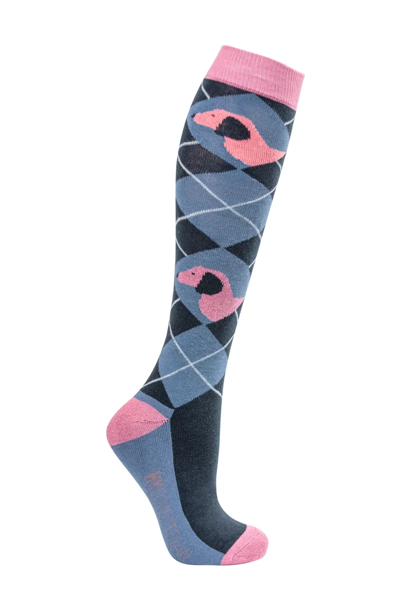 Hy Equestrian Dorris The Dachshund Socks - Pack of 3 - Riviera/Navy-1